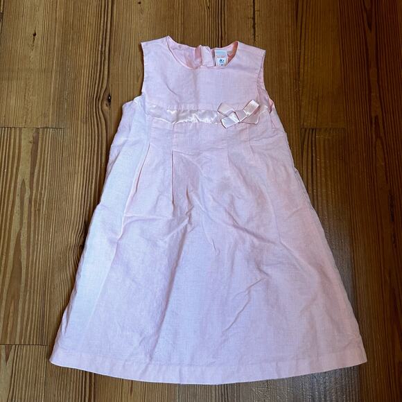 Old Navy pink linen bow fit flare midi dress SIZE 5T - Picture 1 of 4
